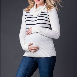 White Roll Neck Cashmere Blend Maternity Jumper